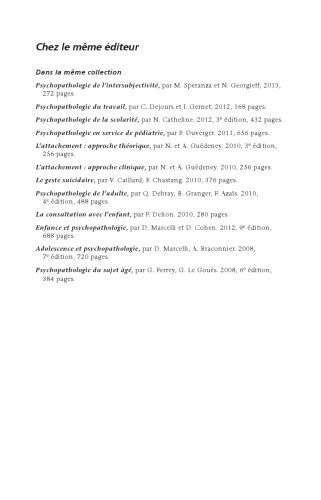 Psychopathologie générale des âges de la vie