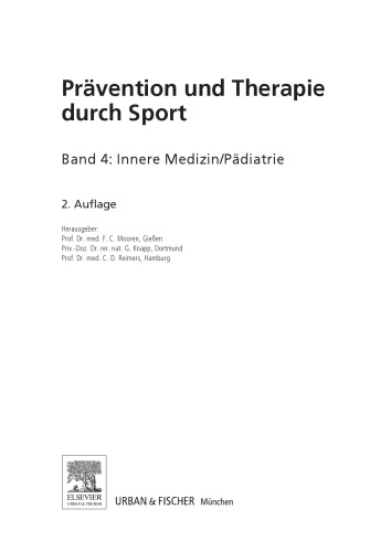 Prävention und Therapie durch Sport. Band 4 Innere Medizin, Pädiatrie