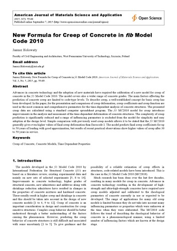 New Formula for Creep of Concrete in fib Model Code 2010