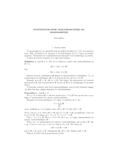 Kvotientgrupper (faktorgrupper) og homomorfier