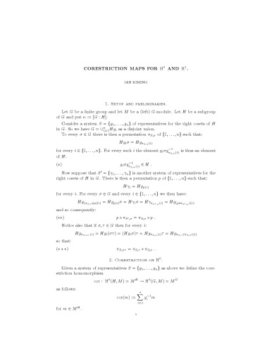 Corestriction maps for H^0 and H^1