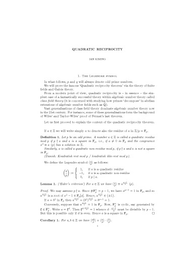 Quadratic reciprocity