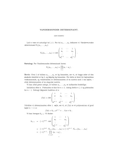 Vandermondes determinant