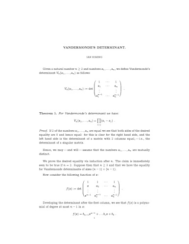 Vandermonde’s determinant