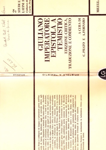 Epistola a Temistio. Edizione critica, traduzione e commento