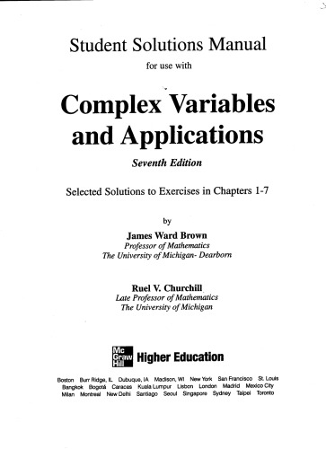 Complex Variables and Applications - student soluions manual