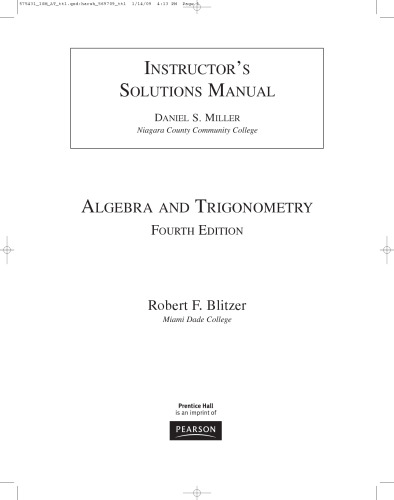 Instructor’s Solutions Manual - Algebra and Trigonometry (4th Edition)