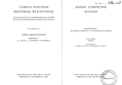 Annae Comnenae Alexias. Pars altera: Indices