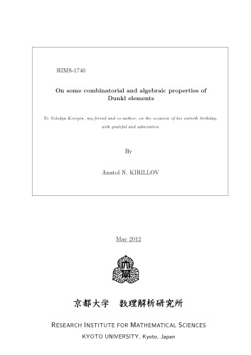 On some combinatorial and algebraic properties of Dunkl elements