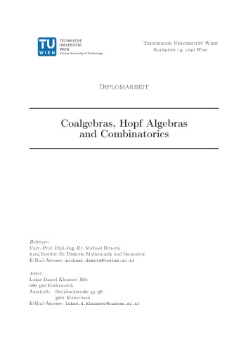 Coalgebras, Hopf Algebras and Combinatorics