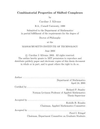 Combinatorial Properties of Shifted Complexes