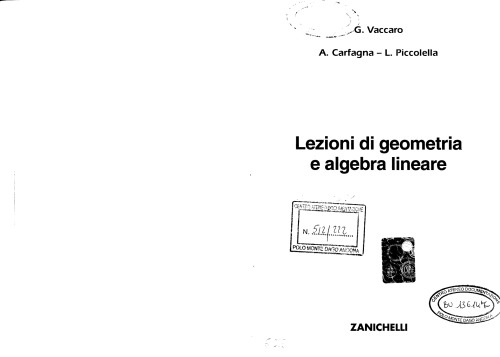 Lezioni di Geometria e Algebra Lineare
