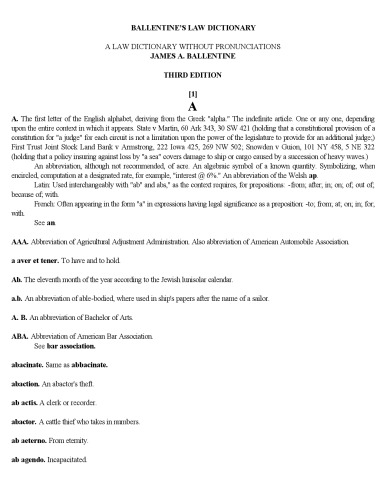 Ballentine’s Law Dictionary With Pronunciations