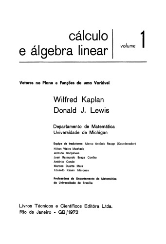 Cálculo e álgebra linear volume 1