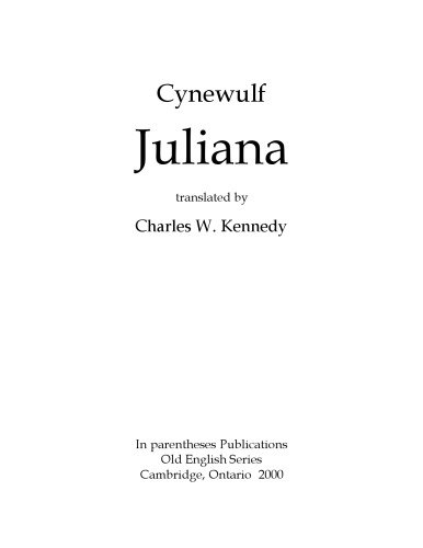 Juliana, translated by Charles W. Kennedy