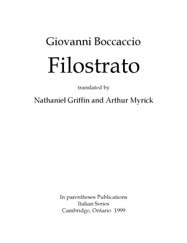 Filostrato, translated by Nathaniel Griffin and Arthur Myrick