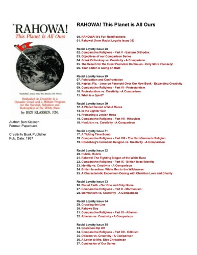 Rahowa! This Planet is All Ours!