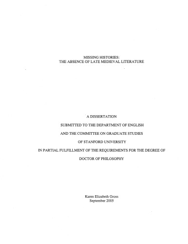 Missing histories : the absence of late medieval literature