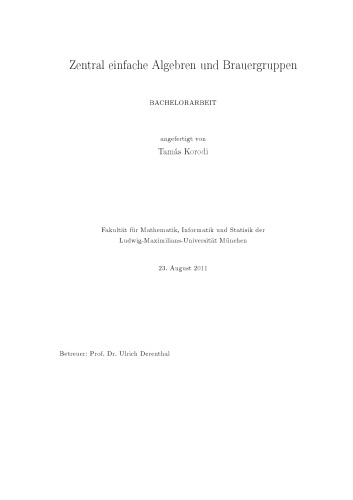 Zentral einfache Algebren und Brauergruppen