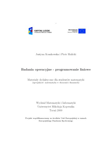 Badania operacyjne - programowanie liniowe