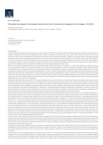 Perpecahan dan Integrasi: Perkembangan Gerakan Darul Islam dan Jaringannya di Asia Tenggara, 1962-2006