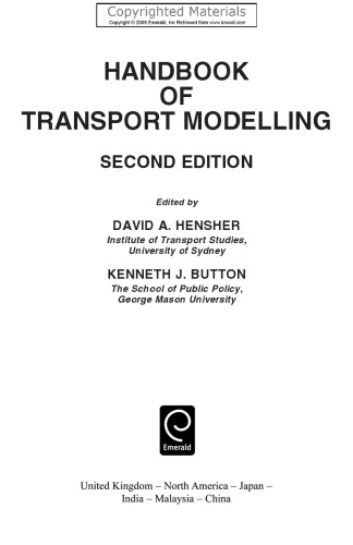 Handbook of Transport Modelling, Second Edition