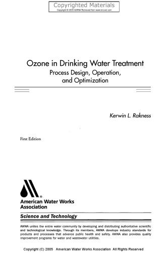 Ozone in Drinking Water Treatment: Process Design, Operation, and Optimization