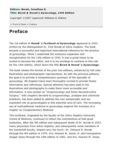 Berek & Novak’s gynecology