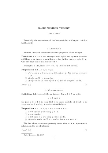 Basic number theory (unfinished)