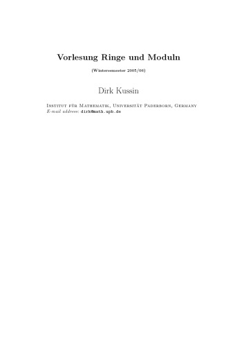 Vorlesung Ringe und Moduln (Wintersemester 2005/06)