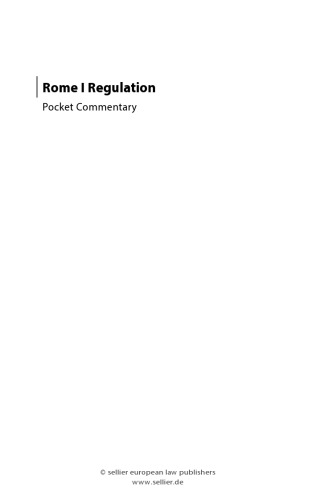 Rome I Regulation: Pocket Commentary