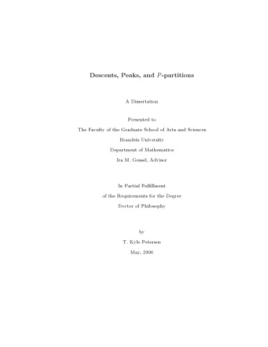 Descents, Peaks, and P-partitions [PhD thesis]