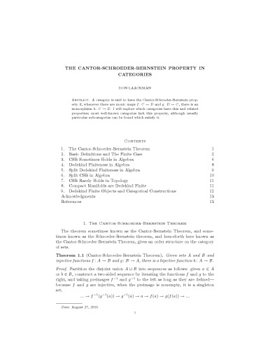 The Cantor-Schroeder-Bernstein property in categories