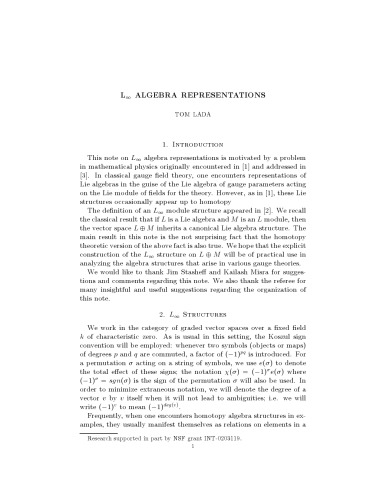 Linfinity algebra representations [expository notes]