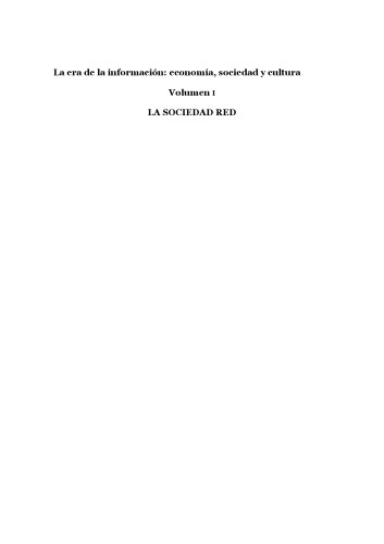 La era de la información, la sociedad red