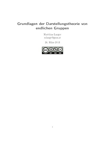 Grundlagen der Darstellungstheorie von endlichen Gruppen