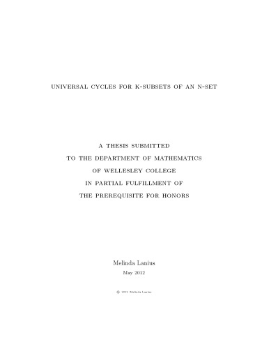 Universal cycles for k-subsets of an n-set
