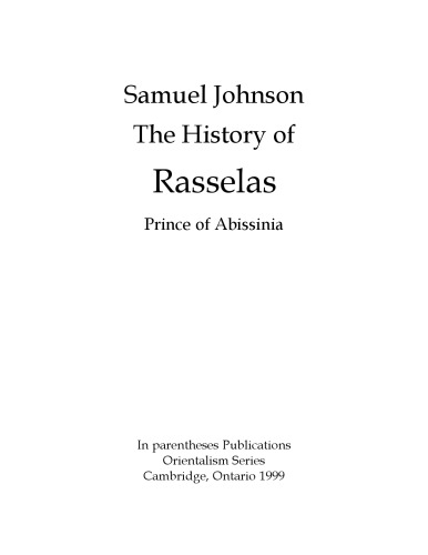The history of Rasselas prince of Abissinia