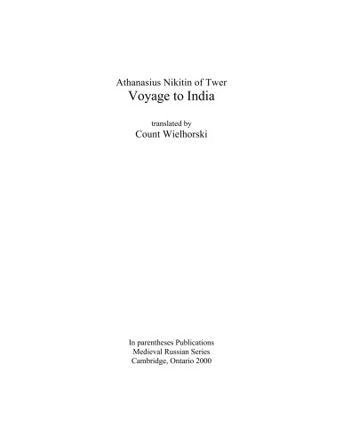 Voyage to India, translated by Count Wielhorski