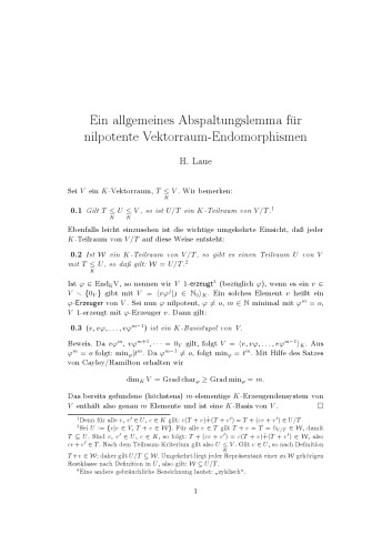 Ein allgemeines Abspaltungslemma für nilpotente Vektorraum-Endomorphismen