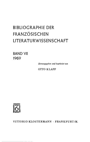 Bibliographie der französischen Literaturwissenschaft = Bibliographie d’histoire littéraire française