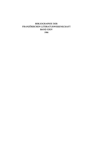 Bibliographie der französischen Literaturwissenschaft = Bibliographie d’histoire littéraire française