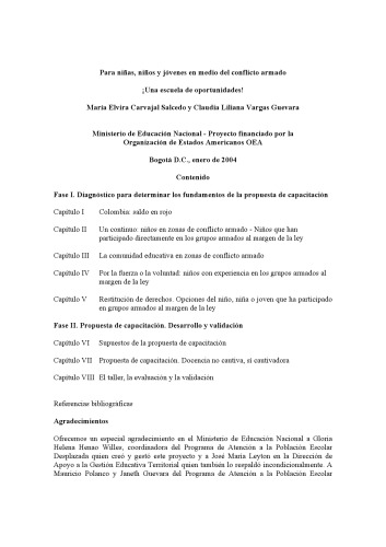 Para niñas, niños y jóvenes en medio del conflicto armado. Una escuela de oportunidades