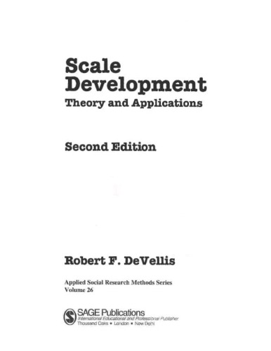 Scale Development: Theory and Applications