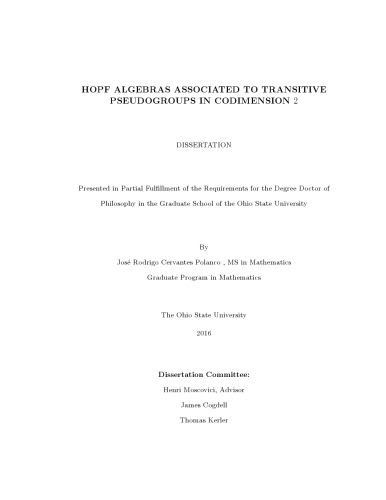 Hopf algebras associated to transitive pseudogroups in codimension 2