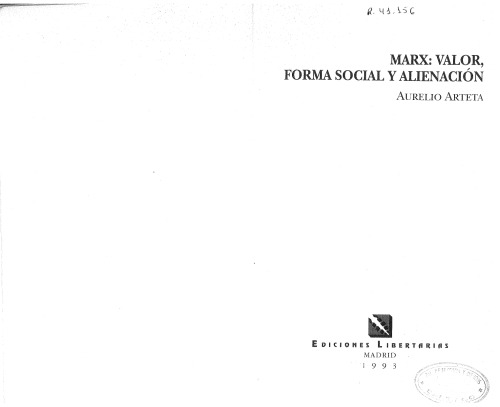 Marx. Valor, forma social y alineación