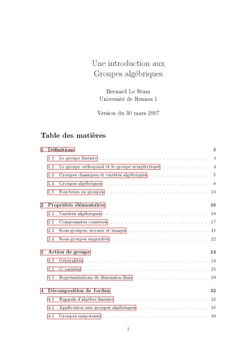 Une introduction aux Groupes algébriques