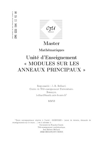 Modules sur les anneaux principaux