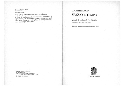 Spazio e Tempo secondo le vedute di A. Einstein