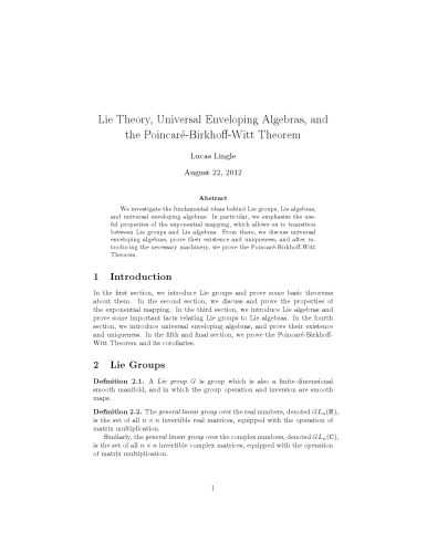 Lie Theory, Universal Enveloping Algebras, and the Poincaré-Birkhoff-Witt Theorem